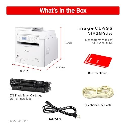 Canon imageCLASS MF284dw Wireless Black & White Laser Printer – All-in-One for Home Use, Print/Copy/Scan, 2-Sided Printing, 35 PPM, Auto Doc Feeder, Mobile Device Compatible, Starter Toner Included : Computers & Accessories - Image 2
