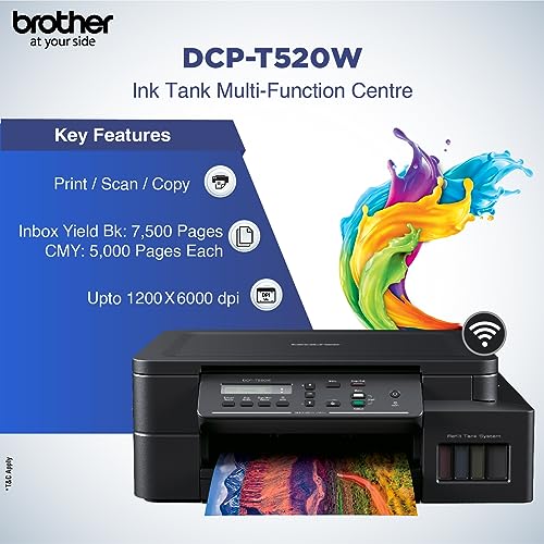 Brother Dcp-T520W All-in One Ink Tank Refill System Solid Ink Printers with Built-in-Wireless Technology,Black - Image 4
