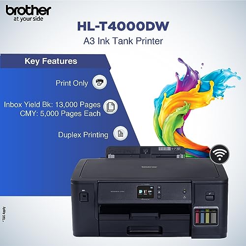 Brother HL-T4000DW A3 Inktank Refill Colour Printer with Wi-Fi and Auto Duplex Printing - Image 3