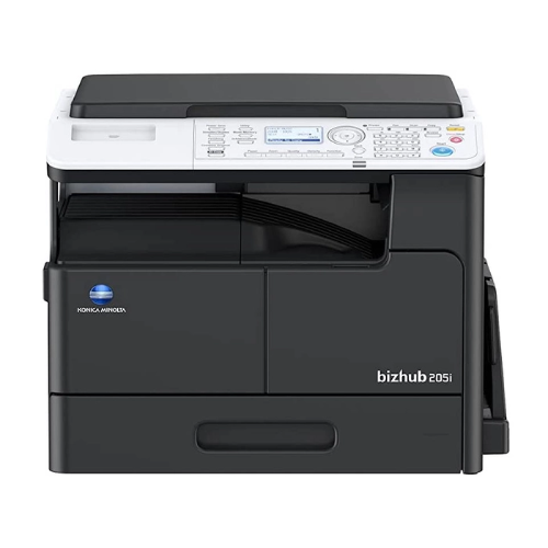 Buy Konica Minolta Bizhub 205i A3 multifunction printer with 20ppm speed, duplex printing, network connectivity & color scanning.